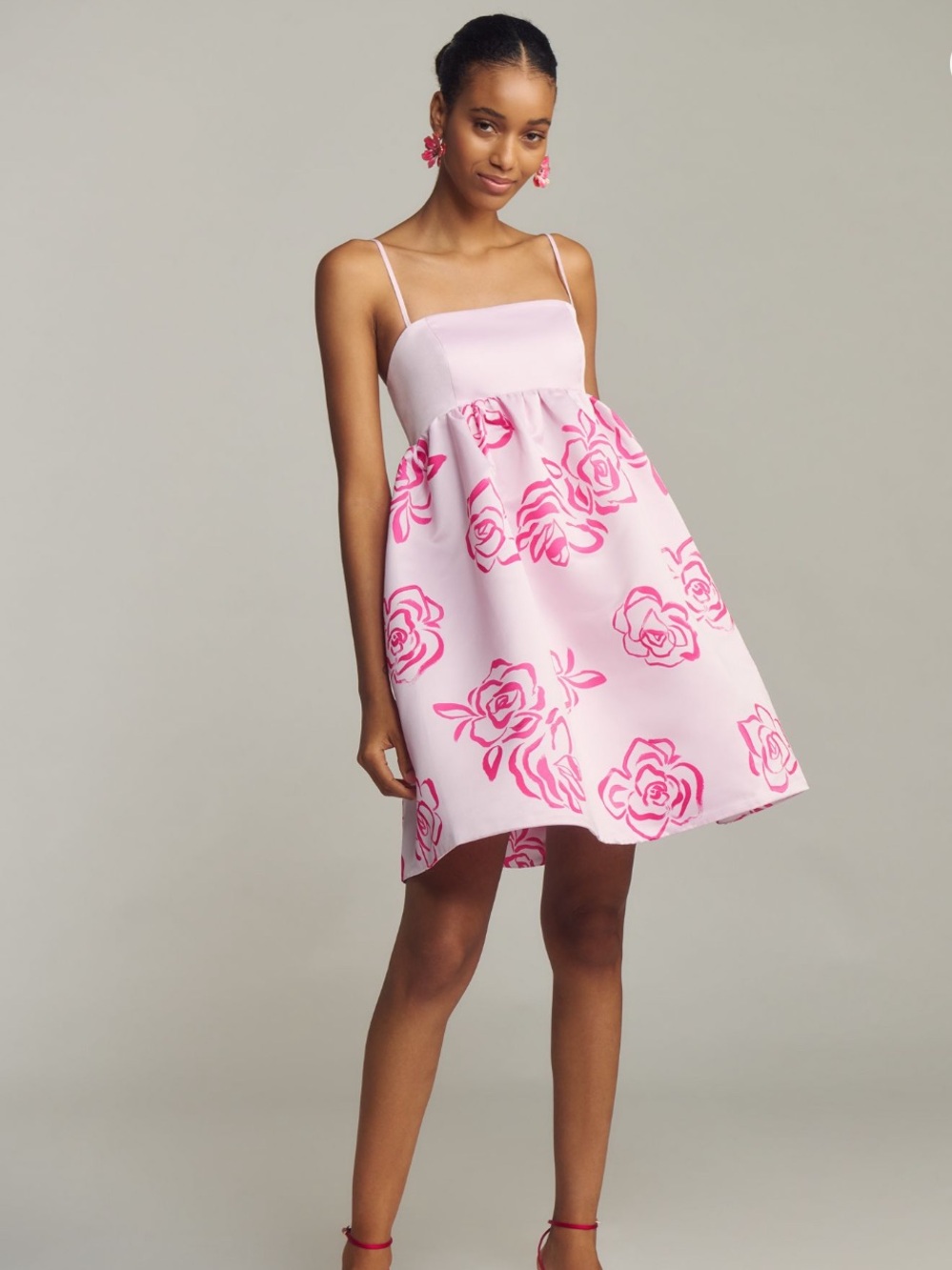 Maeve Pink Floral Babydoll Mini Dress